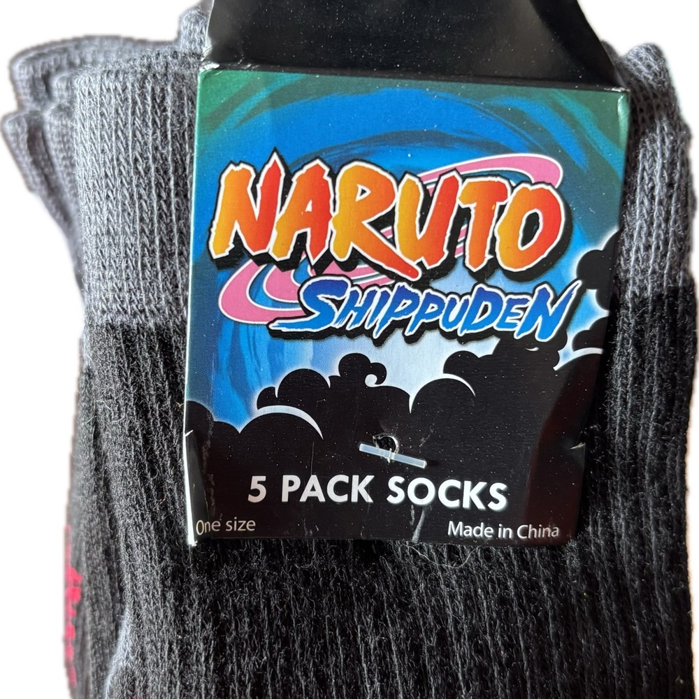 Naruto Shippuden 5 Pack Socks One Size Anime Manga Graphic Crew Socks